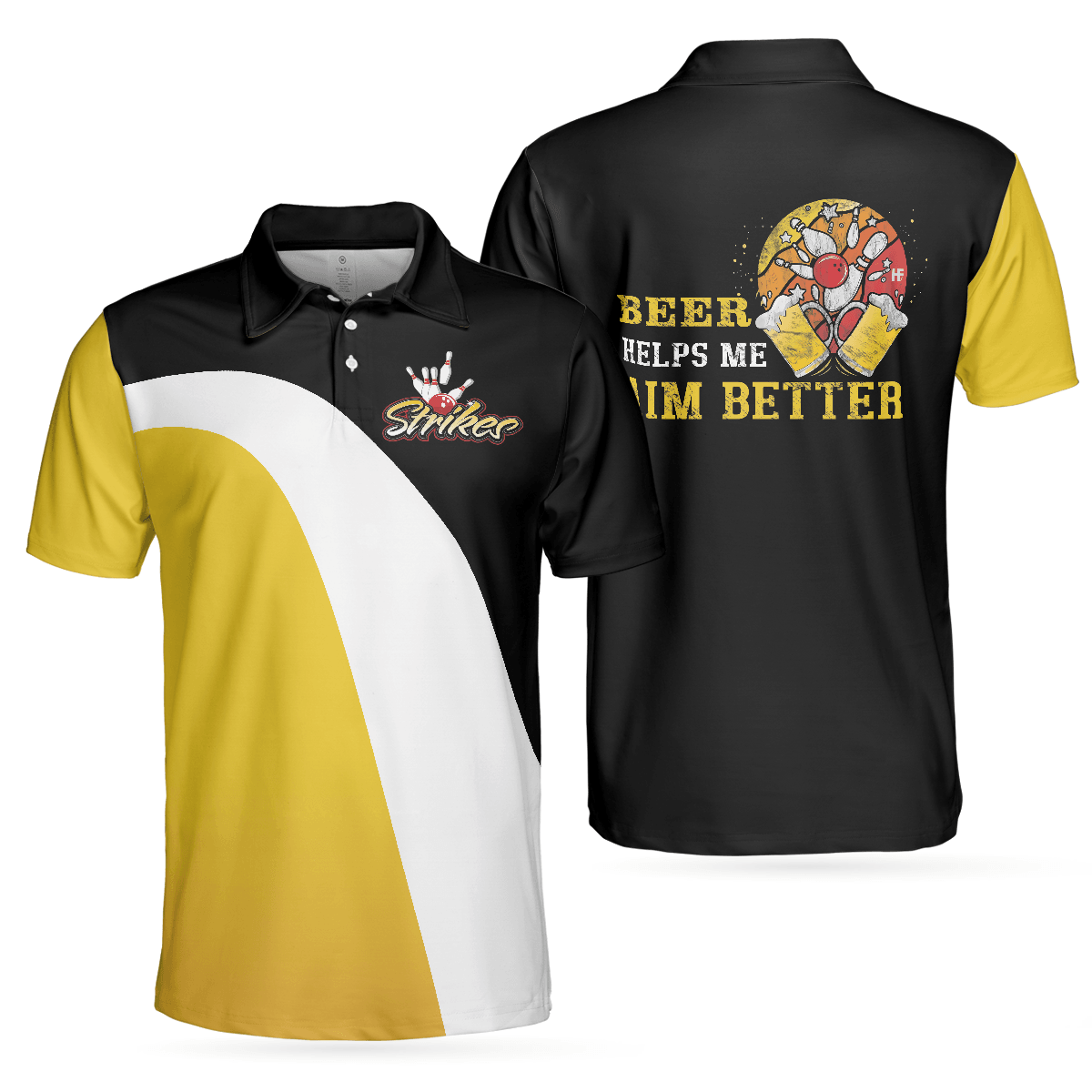 Men Golf Polo Shirt - Simple Drinking Golf Men Polo Shirt, Beer Helps Me Aim Better Polo Shirt Design - Perfect Polo Shirt For Men, Golfers - Amzanimalsgift