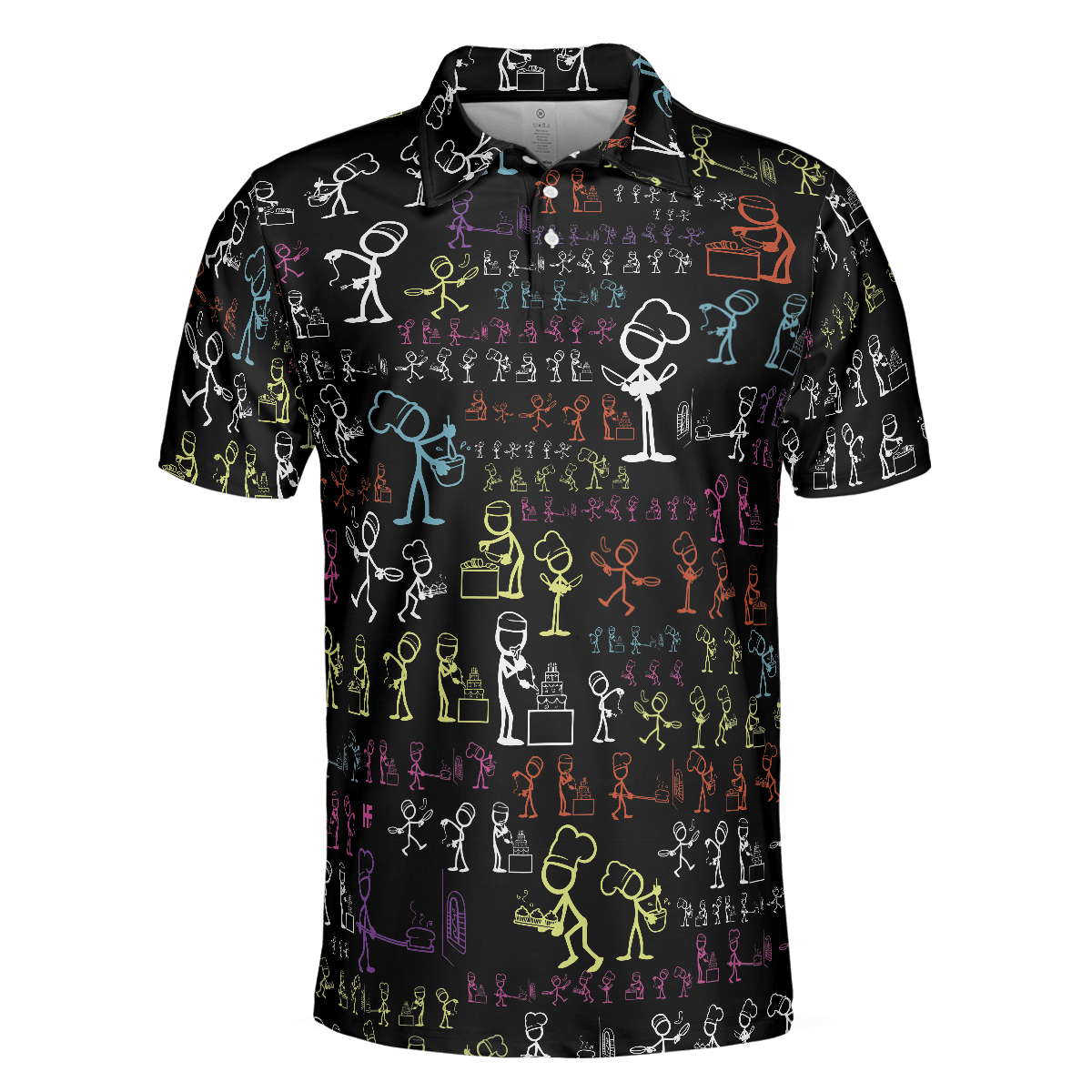 Men Golf Polo Shirt - Stickfigures Chef Polo Shirt, Doodling Cooking Polo Shirt, Best Chef Shirt For Men - Perfect Gift For Men, Golfers - Amzanimalsgift