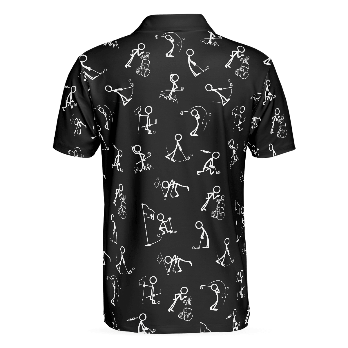 Men Golf Polo Shirt - Stickfigures Playing Golf Polo Shirt, Doodling Golfer Polo Shirt, Best Golf Shirt For Men - Perfect Gift For Men, Golfers - Amzanimalsgift