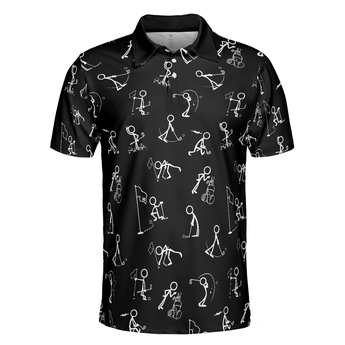 Men Golf Polo Shirt - Stickfigures Playing Golf Polo Shirt, Doodling Golfer Polo Shirt, Best Golf Shirt For Men - Perfect Gift For Men, Golfers - Amzanimalsgift