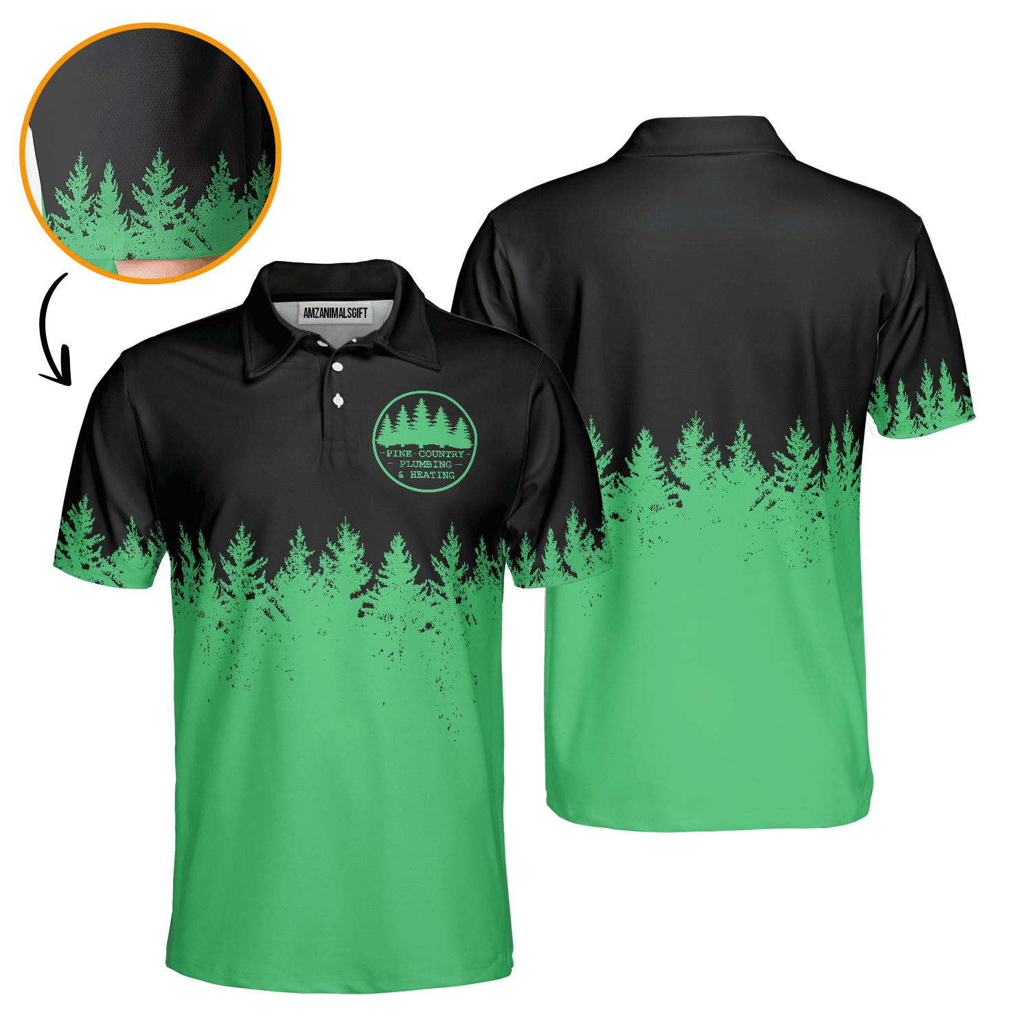 Men Golf Polo Shirt - Stupid Tree Funny Definition Polo Shirt, Black And Green Pine Forest Polo Shirt For Men - Perfect Gift For Men, Golfers - Amzanimalsgift