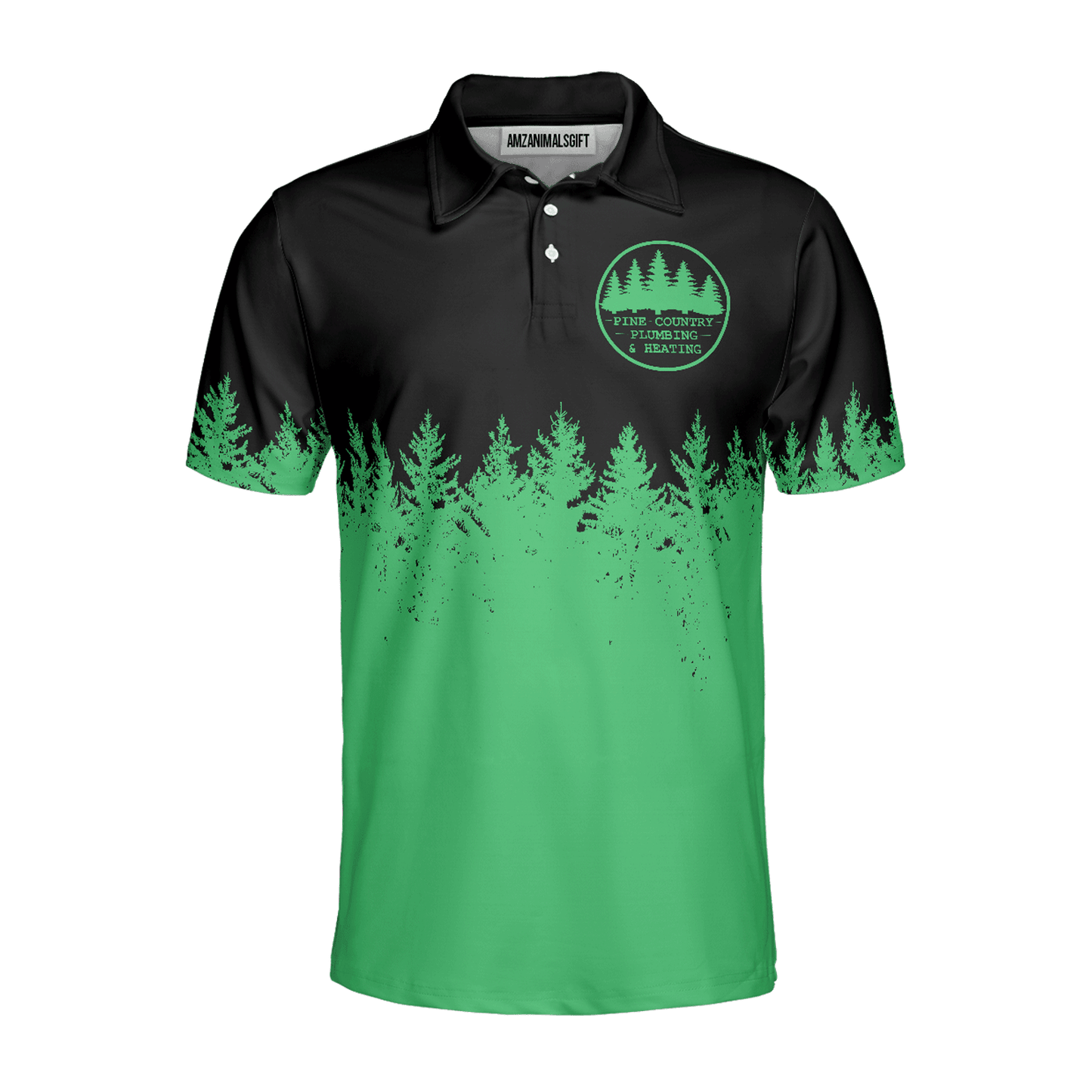 Men Golf Polo Shirt - Stupid Tree Funny Definition Polo Shirt, Black And Green Pine Forest Polo Shirt For Men - Perfect Gift For Men, Golfers - Amzanimalsgift