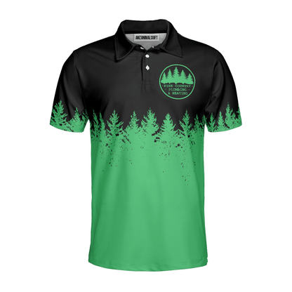Men Golf Polo Shirt - Stupid Tree Funny Definition Polo Shirt, Black And Green Pine Forest Polo Shirt For Men - Perfect Gift For Men, Golfers - Amzanimalsgift