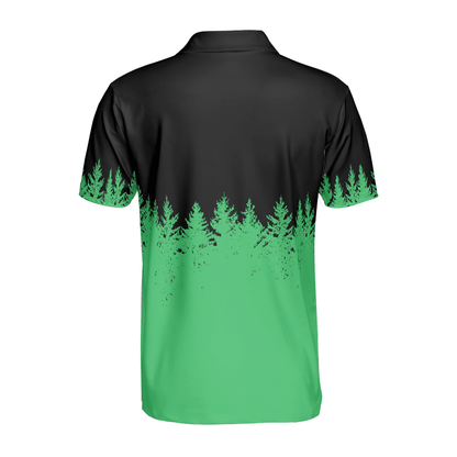 Men Golf Polo Shirt - Stupid Tree Funny Definition Polo Shirt, Black And Green Pine Forest Polo Shirt For Men - Perfect Gift For Men, Golfers - Amzanimalsgift