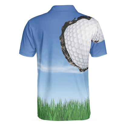 Men Golf Polo Shirt - Swing Polo Shirt, Blue Golf Ball Pattern Polo Shirt For Golfers, Best Golf Polo Shirt For Hot Weather - Perfect Gift For Men, Golfers - Amzanimalsgift