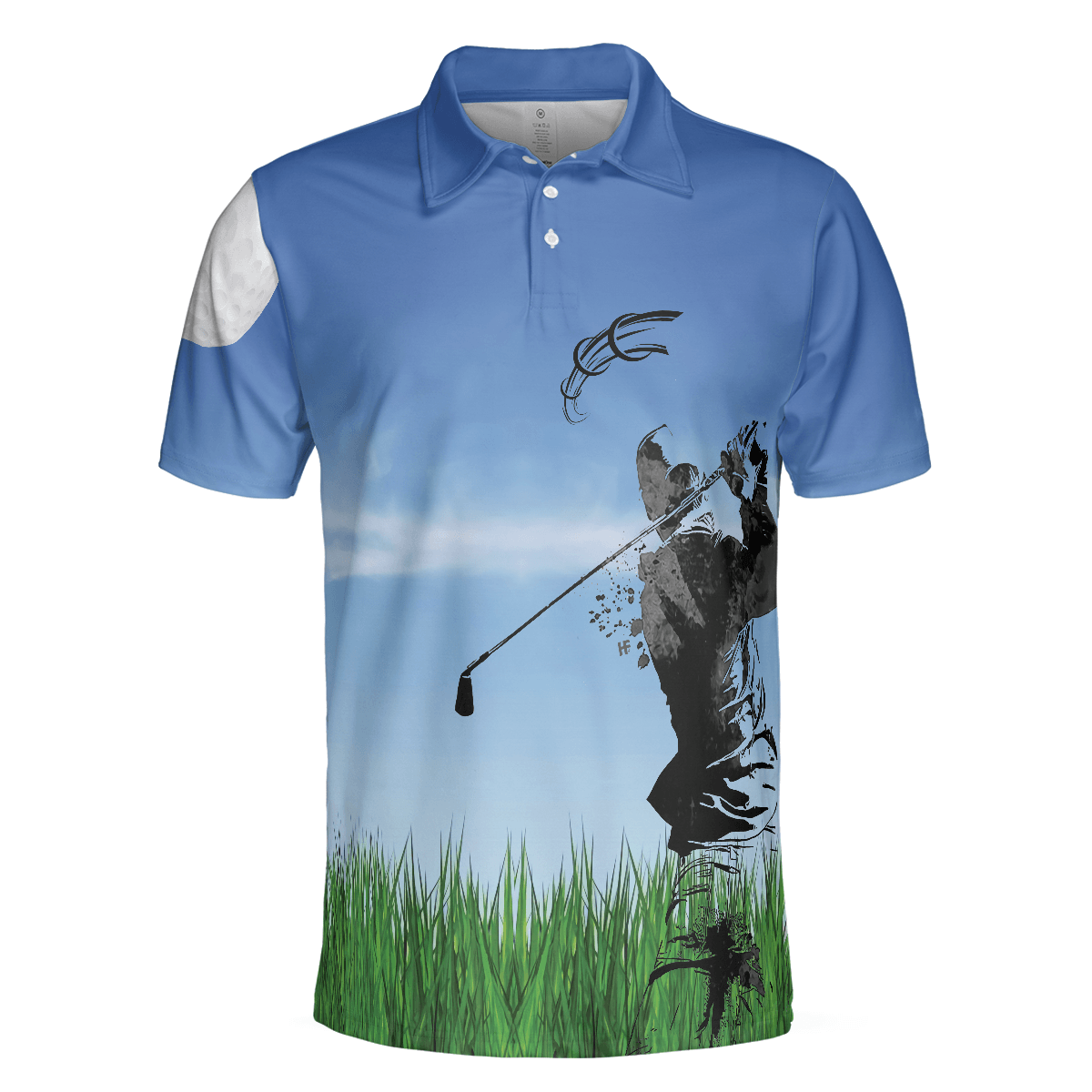 Men Golf Polo Shirt - Swing Polo Shirt, Blue Golf Ball Pattern Polo Shirt For Golfers, Best Golf Polo Shirt For Hot Weather - Perfect Gift For Men, Golfers - Amzanimalsgift