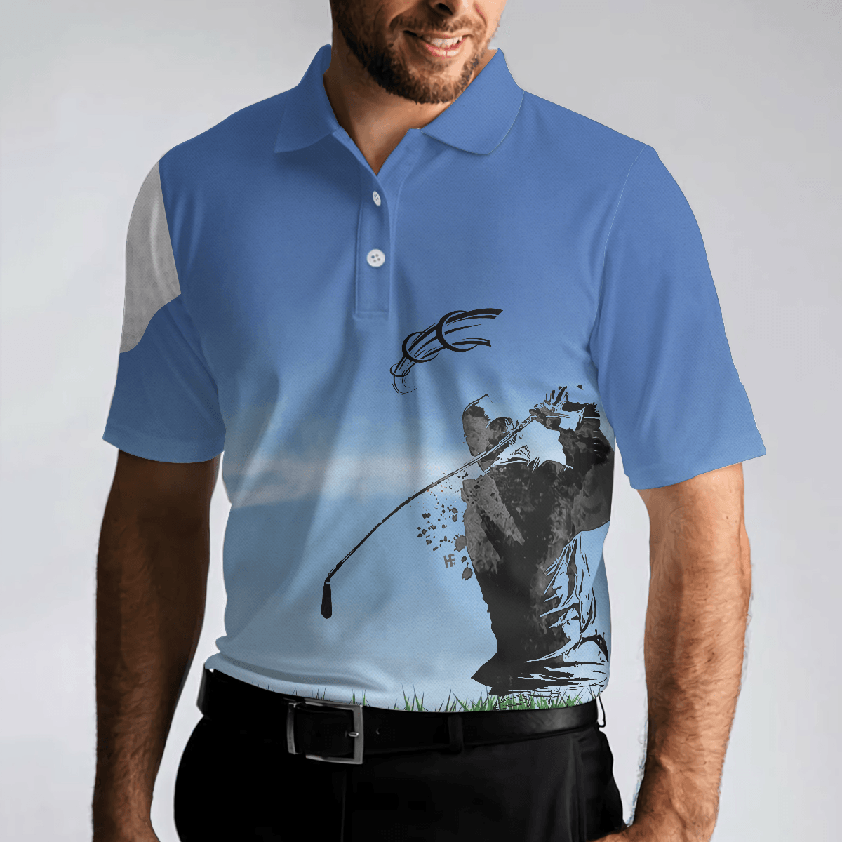 Men Golf Polo Shirt - Swing Polo Shirt, Blue Golf Ball Pattern Polo Shirt For Golfers, Best Golf Polo Shirt For Hot Weather - Perfect Gift For Men, Golfers - Amzanimalsgift