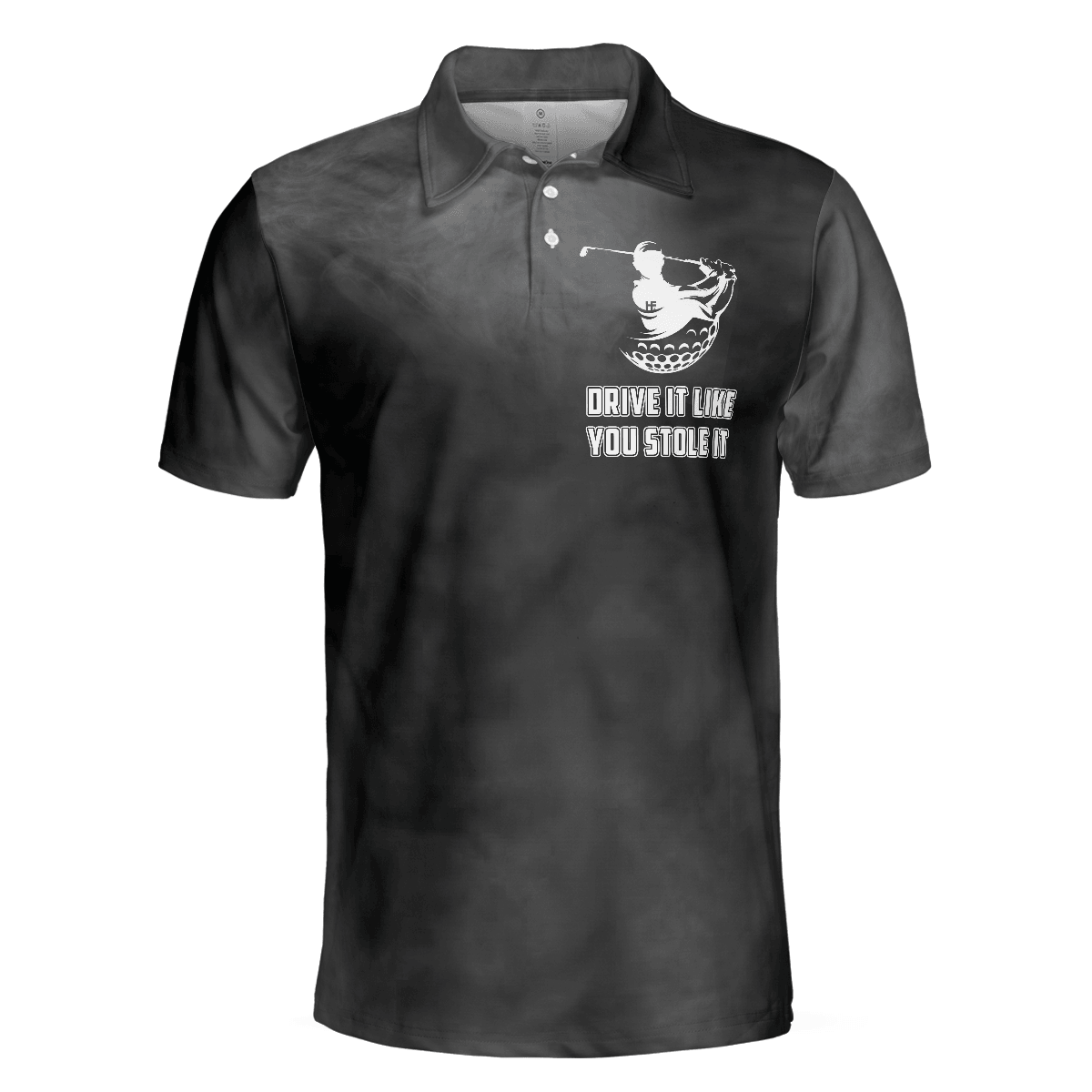 Men Golf Polo Shirt - Swing Thoughts Golf Polo Shirt, Black And Smoke Golfing Shirt, Funny Golf Shirt For Men - Perfect Gift For Men, Golfers - Amzanimalsgift