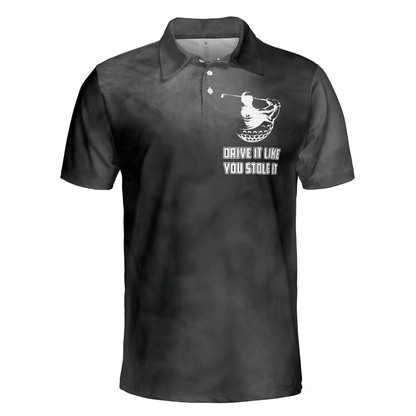 Men Golf Polo Shirt - Swing Thoughts Golf Polo Shirt, Black And Smoke Golfing Shirt, Funny Golf Shirt For Men - Perfect Gift For Men, Golfers - Amzanimalsgift