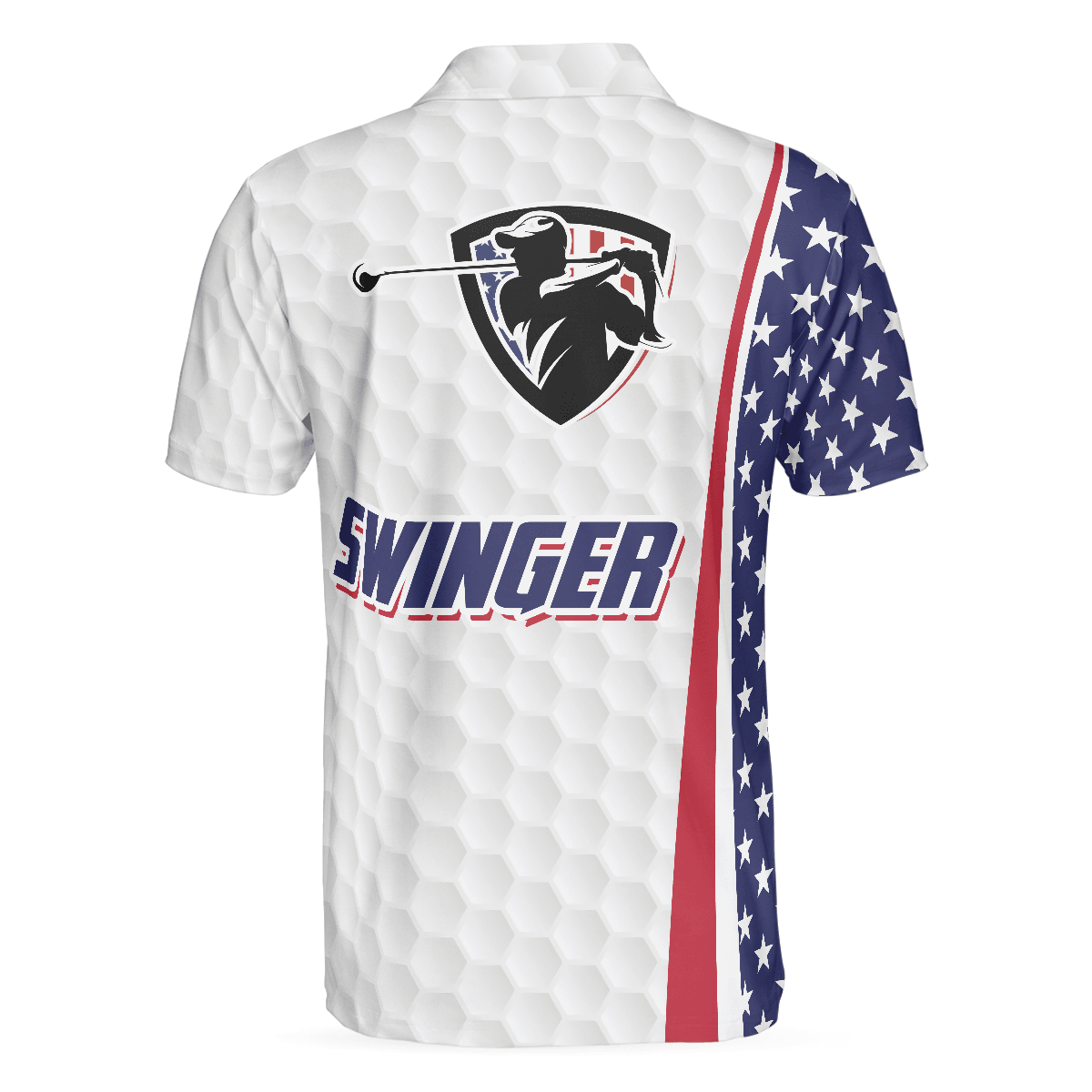 Men Golf Polo Shirt - Swinger Skull Golf Polo Shirt, Golf Pattern American Flag Polo Shirt, Best Golf Shirt For Men - Perfect Gift For Men, Golfers - Amzanimalsgift