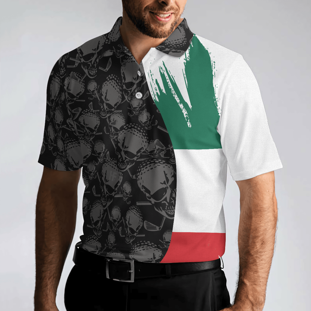 Men Golf Polo Shirt - Tacos & Golf Polo Shirt, Skull Pattern Golfing Shirt Design, Tacos Golf Shirt - Perfect Gift For Men, Golfers - Amzanimalsgift