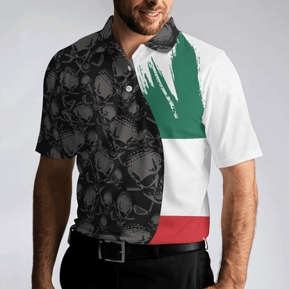 Men Golf Polo Shirt - Tacos & Golf Polo Shirt, Skull Pattern Golfing Shirt Design, Tacos Golf Shirt - Perfect Gift For Men, Golfers - Amzanimalsgift
