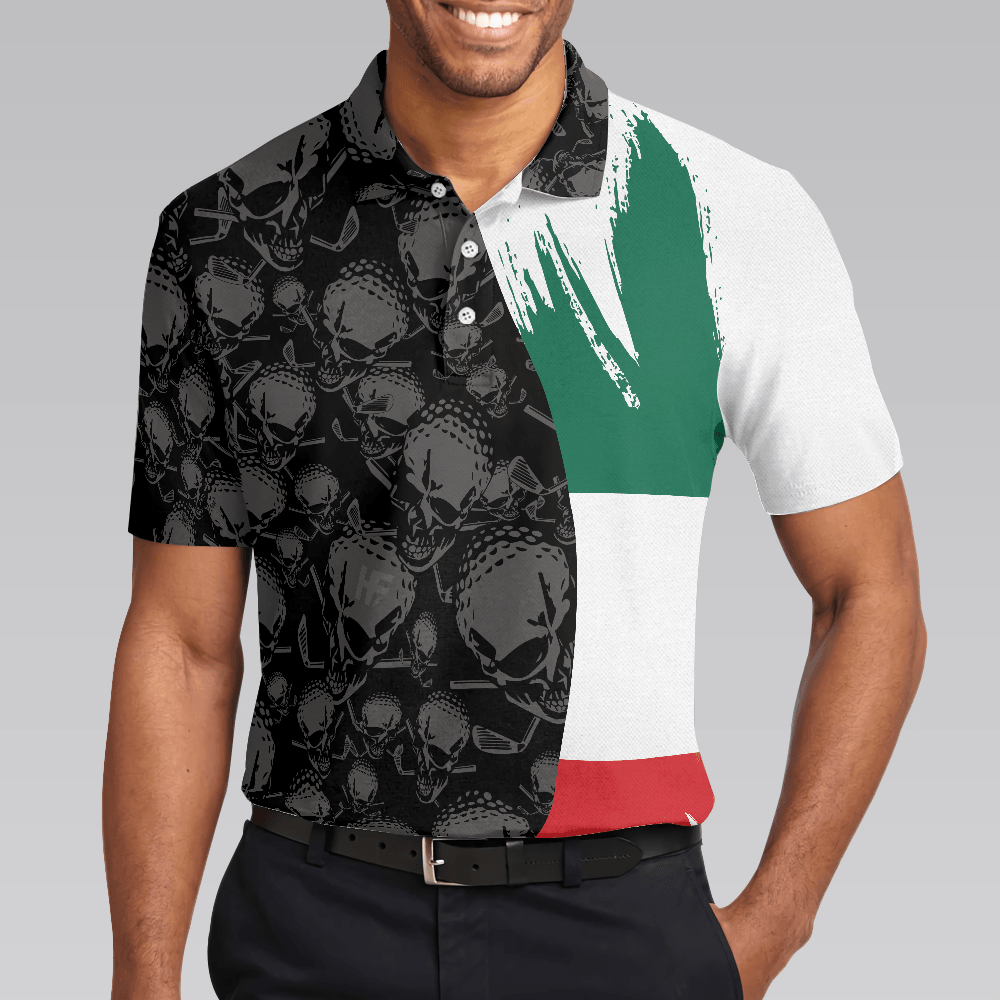 Men Golf Polo Shirt - Tacos & Golf Polo Shirt, Skull Pattern Golfing Shirt Design, Tacos Golf Shirt - Perfect Gift For Men, Golfers - Amzanimalsgift