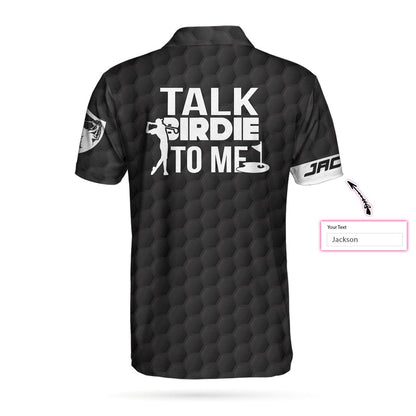 Men Golf Polo Shirt - Talk Birdie To Me Custom Polo Shirt, Personalized Black American Flag Men Golf Polo Shirt - Perfect Polo Shirt For Men, Golfers - Amzanimalsgift