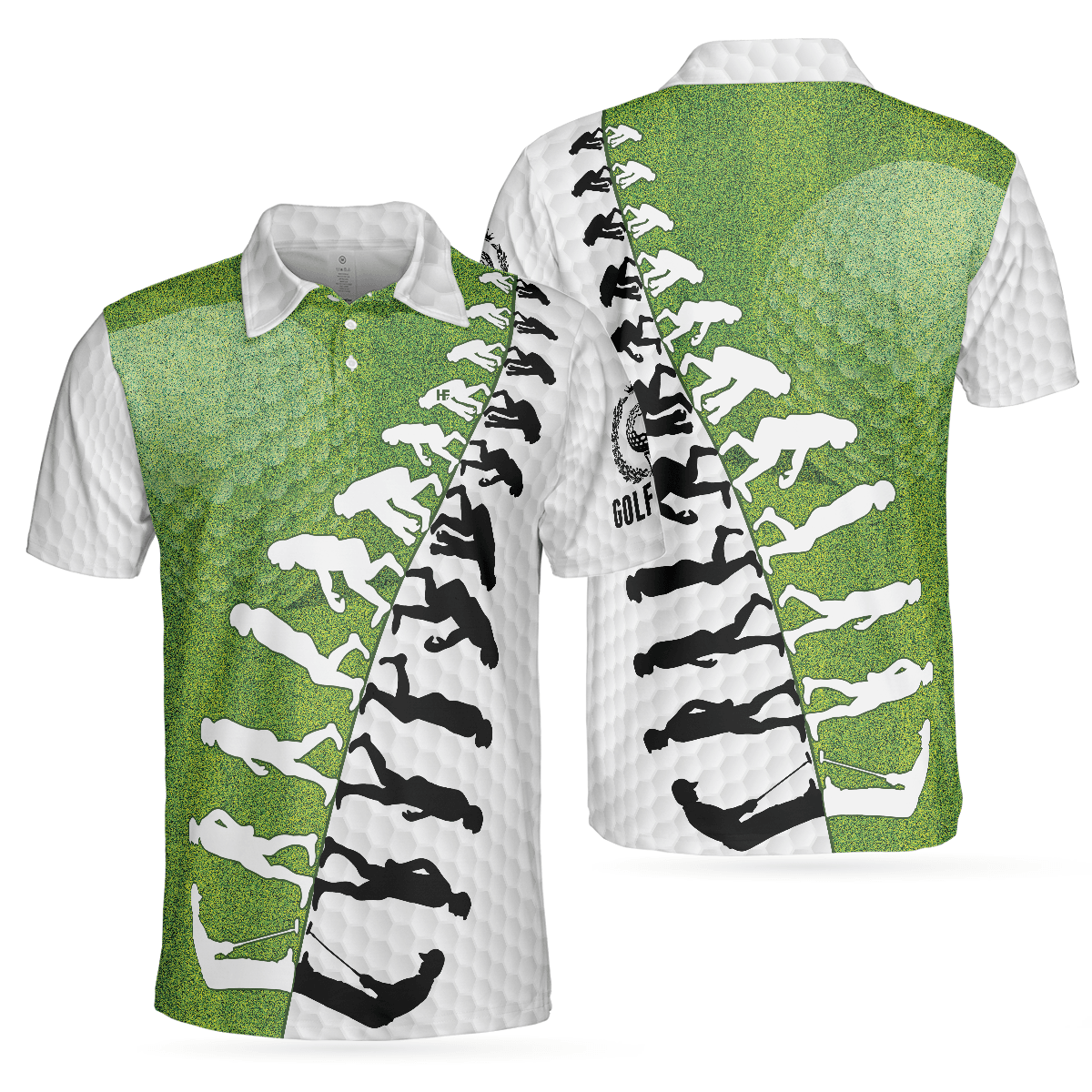 Men Golf Polo Shirt - The Evolution Of Golfer Through Generations Golf Polo Shirt, White And Green Golf Shirt - Perfect Gift For Men - Amzanimalsgift