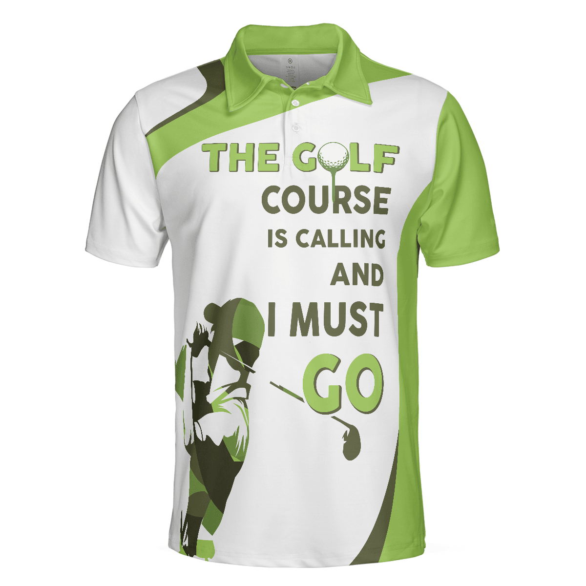 Men Golf Polo Shirt - The Golf Course Is Calling And I Must Go Men Polo Shirt, White And Green Golf Shirt For Men - Perfect Gift For Men, Golf Lover - Amzanimalsgift