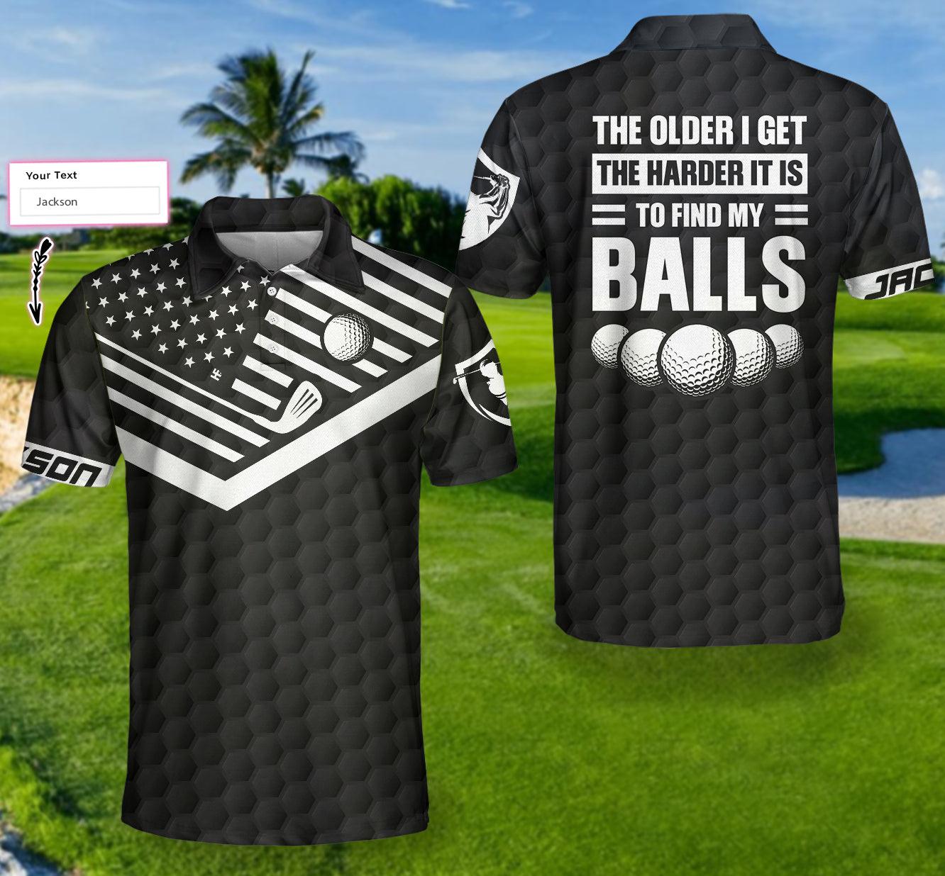 Men Golf Polo Shirt - The Older I Get Custom Polo Shirt, Personalized Black American Flag Polo Shirt, Best Golf Shirt - Perfect Gift For Men - Amzanimalsgift