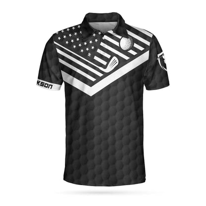 Men Golf Polo Shirt - The Older I Get The Harder It Is To Find My Balls Golf Custom Shirt, Personalized Black American Flag Golf Shirt For Men - Amzanimalsgift