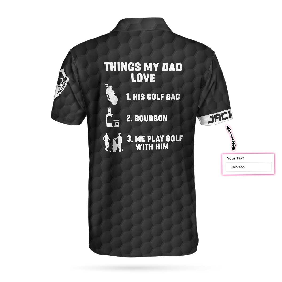 Men Golf Polo Shirt - Things My Dad Love Golfing And Bourbon Custom Polo Shirt, Personalized Golf Shirt - Perfect Gift For Men - Amzanimalsgift