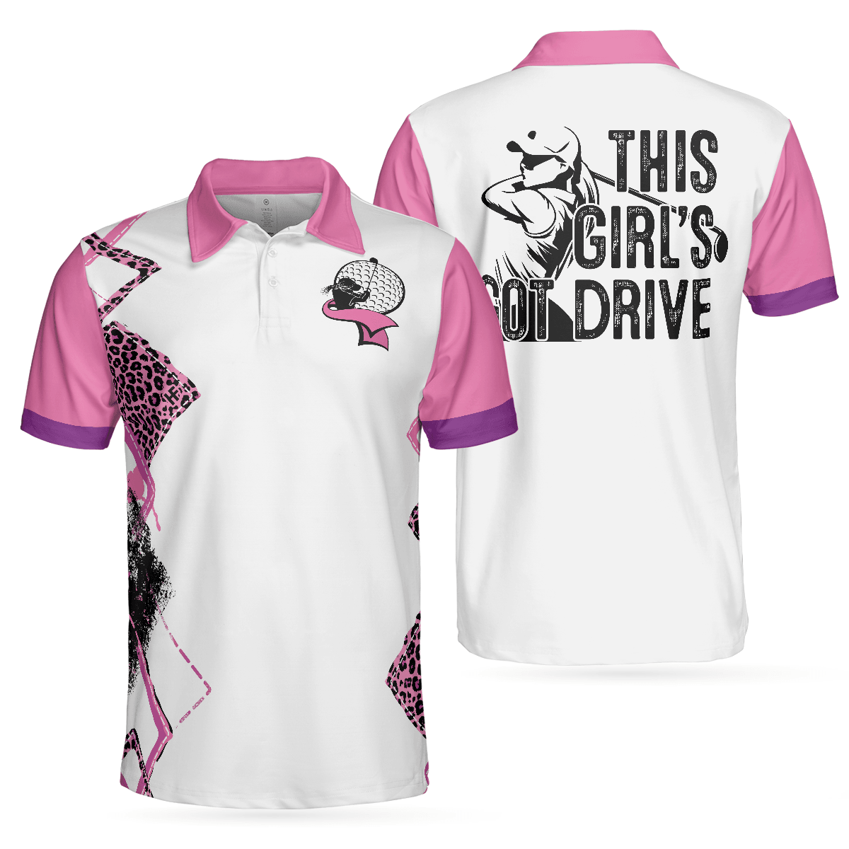 Men Golf Polo Shirt - This Girl's Got Drive Women Polo Shirt, Pink Leopard Golf Shirt For Female Golfers - Perfect Gift For Men, Golfers - Amzanimalsgift