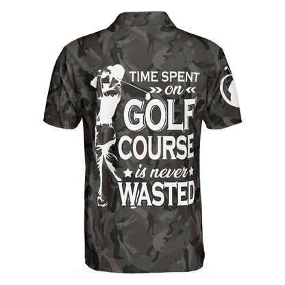 Men Golf Polo Shirt - Time Spent On Golf Course Polo Shirt, Camouflage Golf Shirt With Sayings, Best Golf Shirt - Perfect Gift For Women - Amzanimalsgift