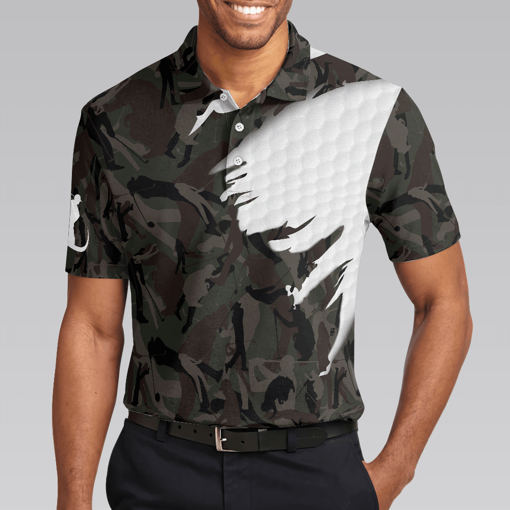 Men Golf Polo Shirt - Time Spent On Golf Course Polo Shirt, Camouflage Golf Shirt With Sayings, Best Golf Shirt - Perfect Gift For Women - Amzanimalsgift