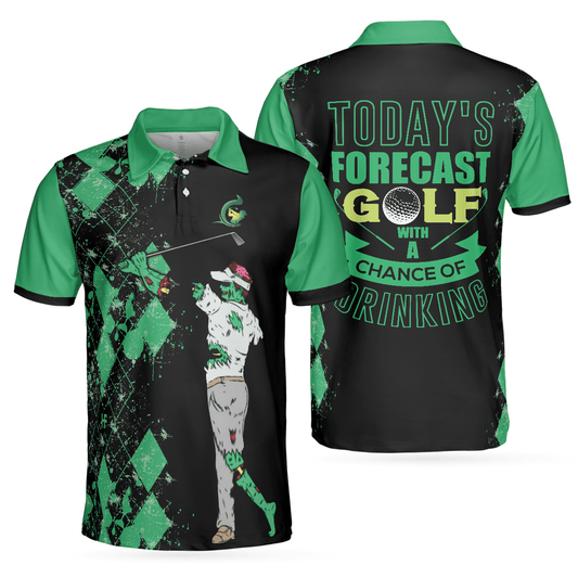 Men Golf Polo Shirt - Today's Forecast For Zombie Golfer Golf Polo Shirt, Smart Men Golf Polo Shirt - Perfect Gift For Men, Golf Lover - Amzanimalsgift