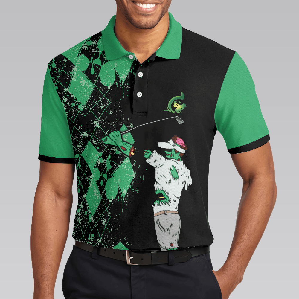 Men Golf Polo Shirt - Today's Forecast For Zombie Golfer Golf Polo Shirt, Smart Men Golf Polo Shirt - Perfect Gift For Men, Golf Lover - Amzanimalsgift