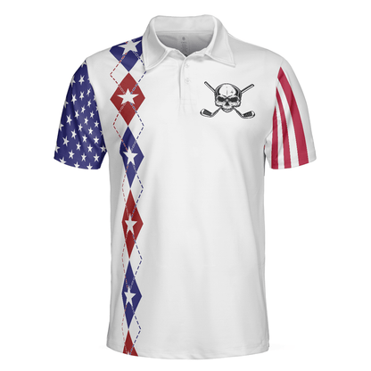 Men Golf Polo Shirt - Too Old To Work Too Young To Die But Perfect For Golfing Polo Shirt, American Flag Golfing Shirt For Men - Amzanimalsgift