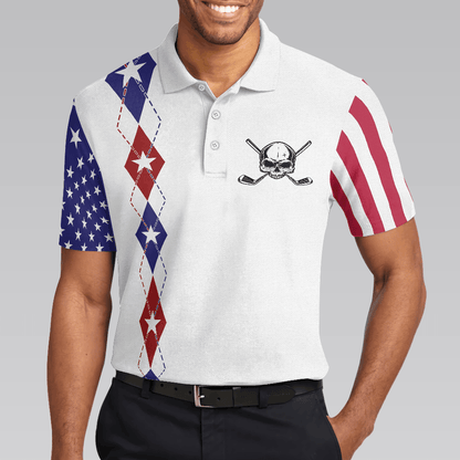 Men Golf Polo Shirt - Too Old To Work Too Young To Die But Perfect For Golfing Polo Shirt, American Flag Golfing Shirt For Men - Amzanimalsgift