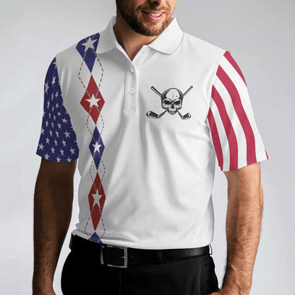 Men Golf Polo Shirt - Too Old To Work Too Young To Die But Perfect For Golfing Polo Shirt, American Flag Golfing Shirt For Men - Amzanimalsgift