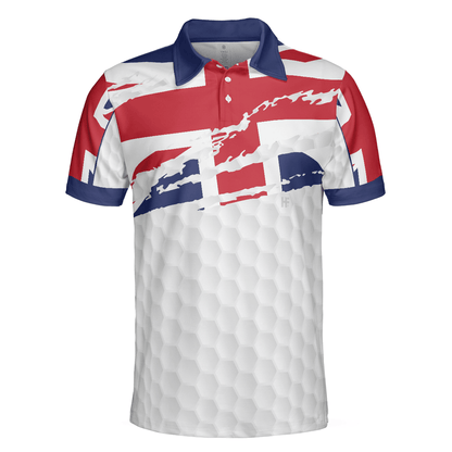 Men Golf Polo Shirt - United Kingdom Flag Golf Texture Black Golfer Polo Shirt, Great Britain Jack Polo Shirt, UK Golf Shirt - Perfect Gift For Men - Amzanimalsgift