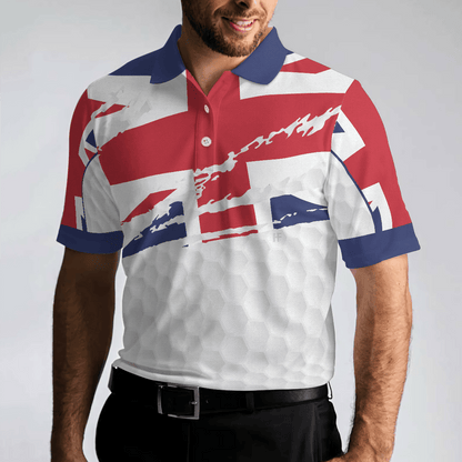 Men Golf Polo Shirt - United Kingdom Flag Golf Texture Black Golfer Polo Shirt, Great Britain Jack Polo Shirt, UK Golf Shirt - Perfect Gift For Men - Amzanimalsgift