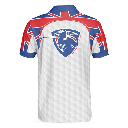 Men Golf Polo Shirt - United Kingdom Flag Golf Texture Blue Golfer Polo Shirt, Great Britain Jack Polo Shirt, UK Golf Shirt - Perfect Gift For Men - Amzanimalsgift