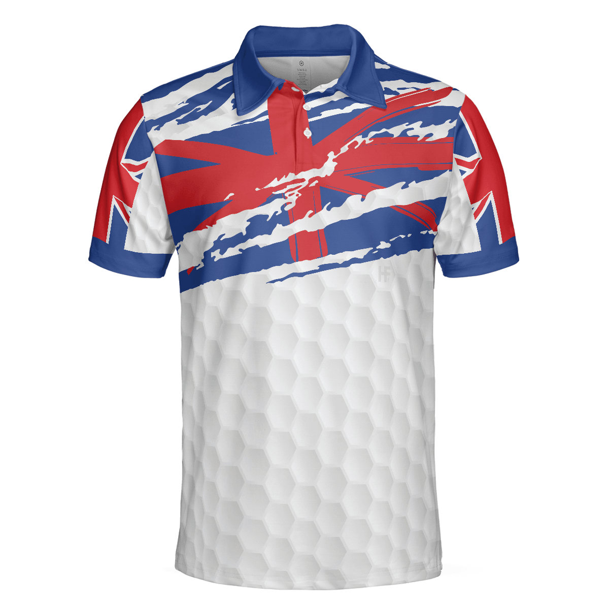 Men Golf Polo Shirt - United Kingdom Flag Golf Texture Blue Golfer Polo Shirt, Great Britain Jack Polo Shirt, UK Golf Shirt - Perfect Gift For Men - Amzanimalsgift