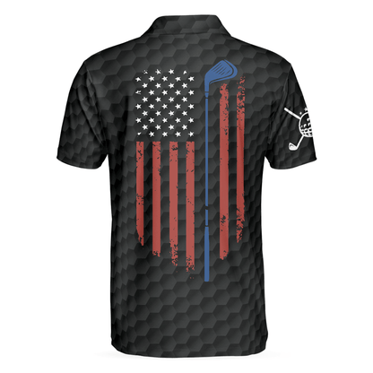 Men Golf Polo Shirt - US Flag Teared Golf Pattern Golf Men Polo Shirt, Best Golfing Shirt Design For Golfers - Perfect Polo Shirt For Men, Golfers - Amzanimalsgift