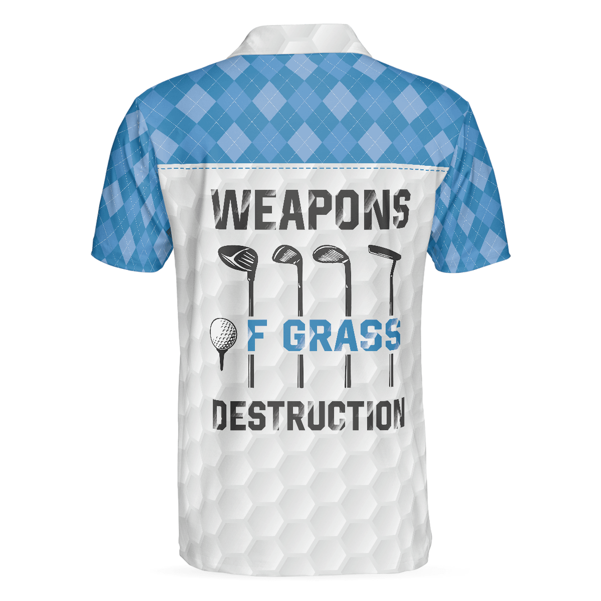 Men Golf Polo Shirt, Weapons Of Grass Destruction Polo Shirt, Golf Texture Blue Argyle Pattern Polo Shirt - Best Golf Shirt For Men, Golfers - Amzanimalsgift