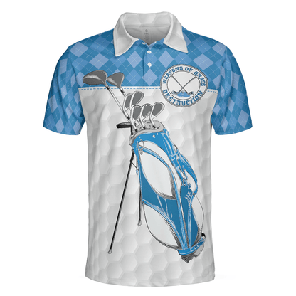 Men Golf Polo Shirt, Weapons Of Grass Destruction Polo Shirt, Golf Texture Blue Argyle Pattern Polo Shirt - Best Golf Shirt For Men, Golfers - Amzanimalsgift