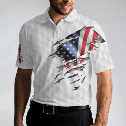 Men Golf Polo Shirt - Yes I Do Have A Retirement Plan Golf Polo Shirt, Golf Pattern Ripped American Flag Polo Shirt- Perfect Gift For Men - Amzanimalsgift