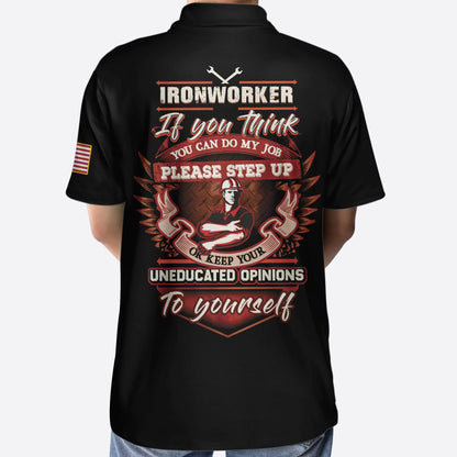 Men Ironworker Polo Shirt - Ironworker Proud Skull Polo Shirt, If You Think You Can Do My Job Skull Polo Shirt, Ironworker Shirt For Men - Amzanimalsgift