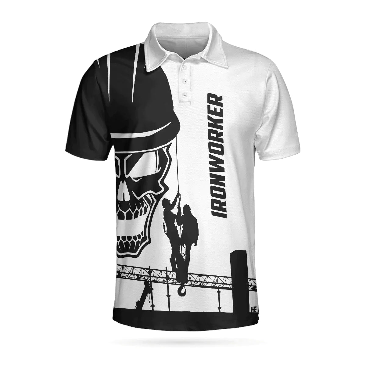 Men Ironworker Polo Shirt - Ironworker Skull Polo Shirt, Black Silhouette Skull Polo Shirt, Ironworker Shirt For Men - Amzanimalsgift
