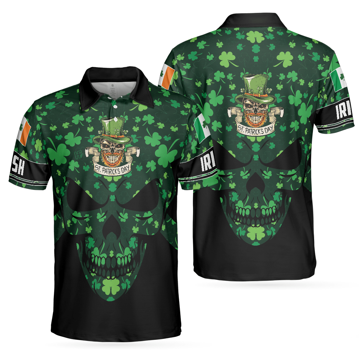 Men Patrick Day Polo Shirt - St Patrick’s Day Skull Polo Shirt, Cool Skull St Patrick's Day Polo Shirt, St Patrick Shirt For Men- Perfect Gift For Men - Amzanimalsgift