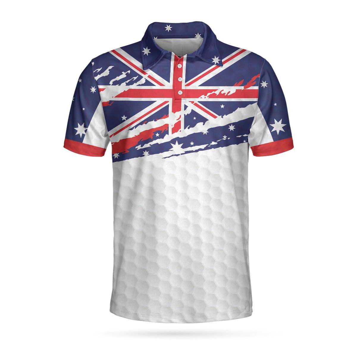 Men Polo Shirt - Australian Flag Golf Texture Men Polo Shirt - Ripped Polo Shirt, Best Golf Shirt Men Polo Shirt - Perfect Gift For Men, Golfers - Amzanimalsgift