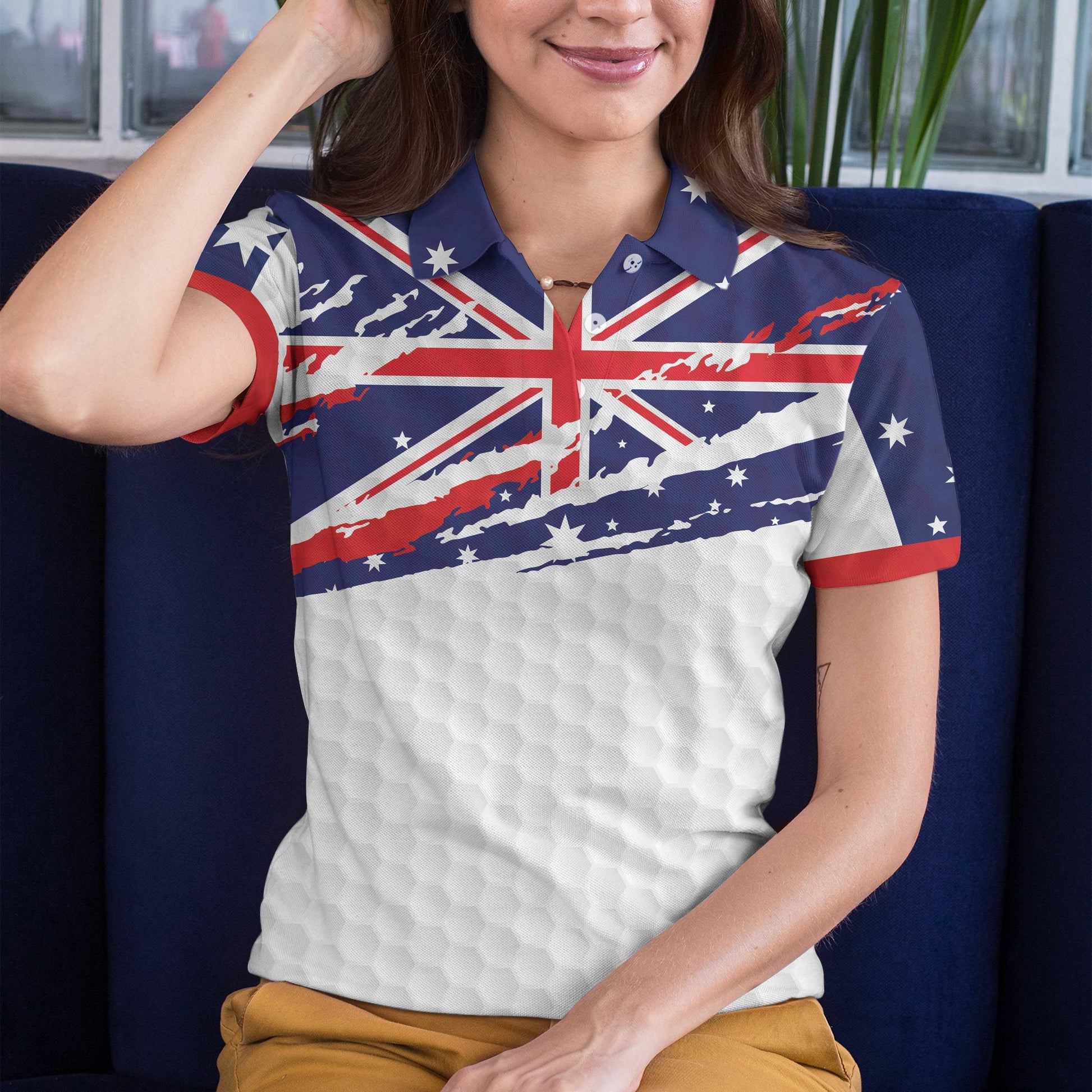 Men Polo Shirt - Australian Flag Golf Texture Men Polo Shirt - Ripped Polo Shirt, Best Golf Shirt Men Polo Shirt - Perfect Gift For Men, Golfers - Amzanimalsgift