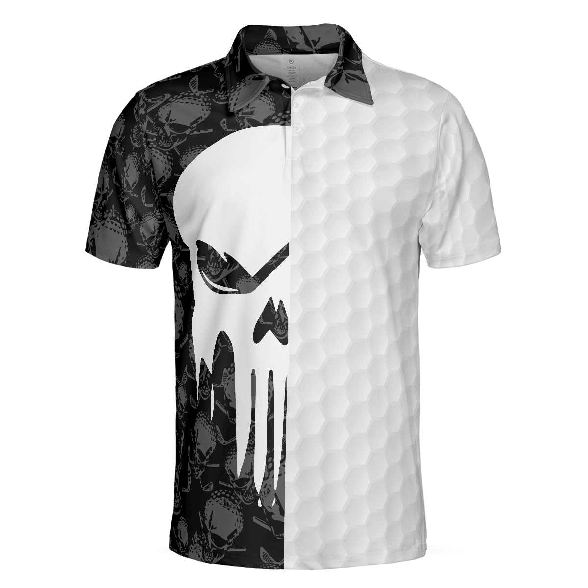 Men Polo Shirt - Bad Day Of Golf Polo Shirt, Black And White Skull Flag Polo Shirt - Perfect Gift For Men, Golfers - Amzanimalsgift
