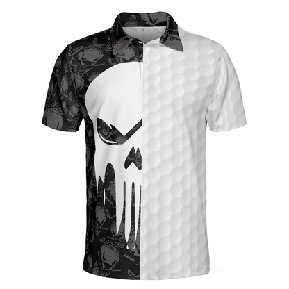 Men Polo Shirt - Bad Day Of Golf Polo Shirt, Black And White Skull Flag Polo Shirt - Perfect Gift For Men, Golfers - Amzanimalsgift