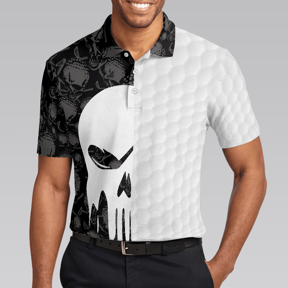 Men Polo Shirt - Bad Day Of Golf Polo Shirt, Black And White Skull Flag Polo Shirt - Perfect Gift For Men, Golfers - Amzanimalsgift