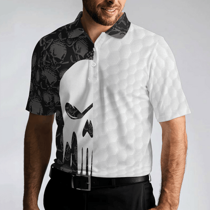 Men Polo Shirt - Bad Day Of Golf Polo Shirt, Black And White Skull Flag Polo Shirt - Perfect Gift For Men, Golfers - Amzanimalsgift