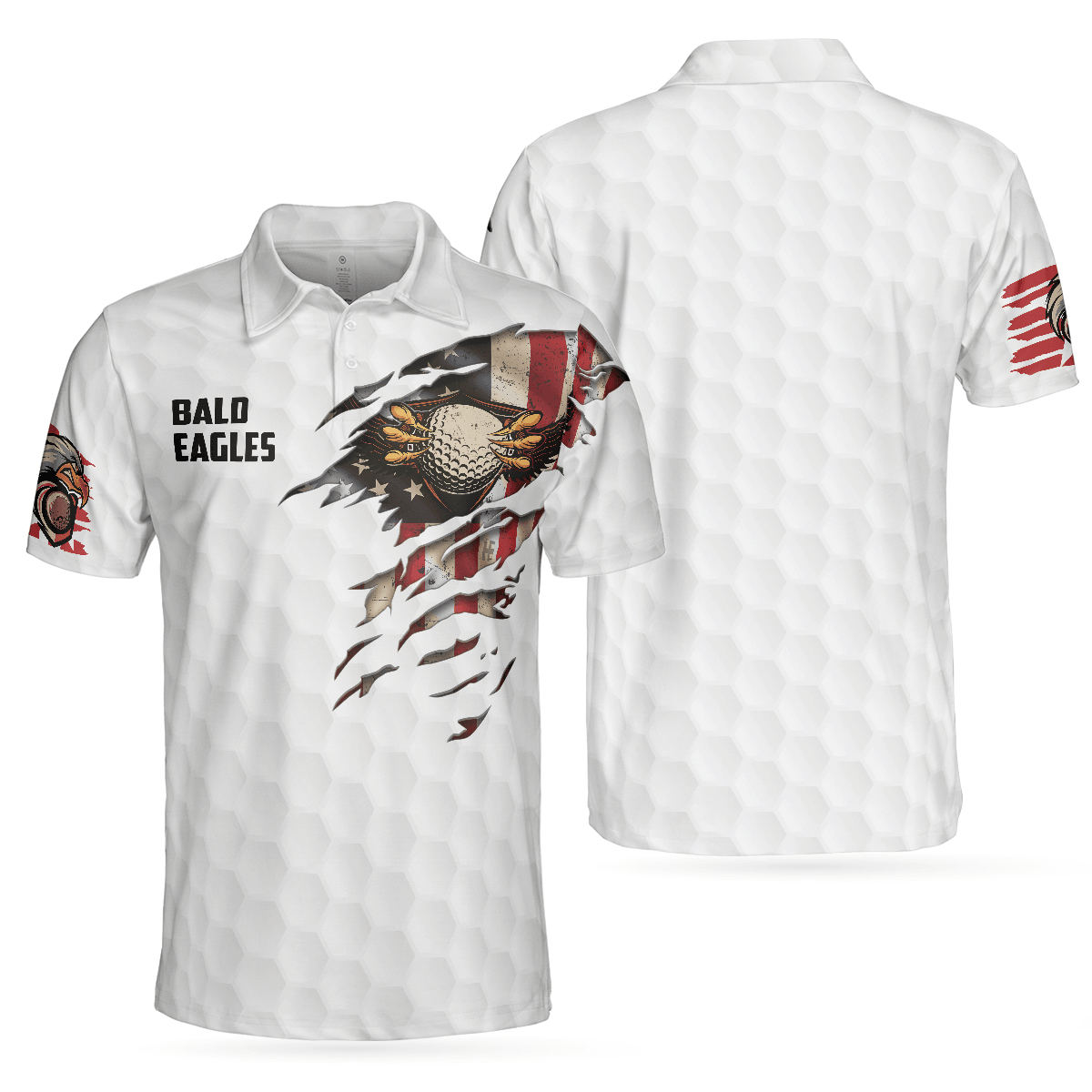 Men Polo Shirt - Bald Eagles Polo Shirt - Gift For Men - American Flag Shirt For Men - Amzanimalsgift