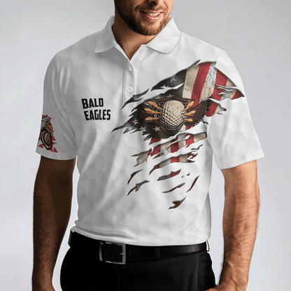 Men Polo Shirt - Bald Eagles Polo Shirt - Gift For Men - American Flag Shirt For Men - Amzanimalsgift